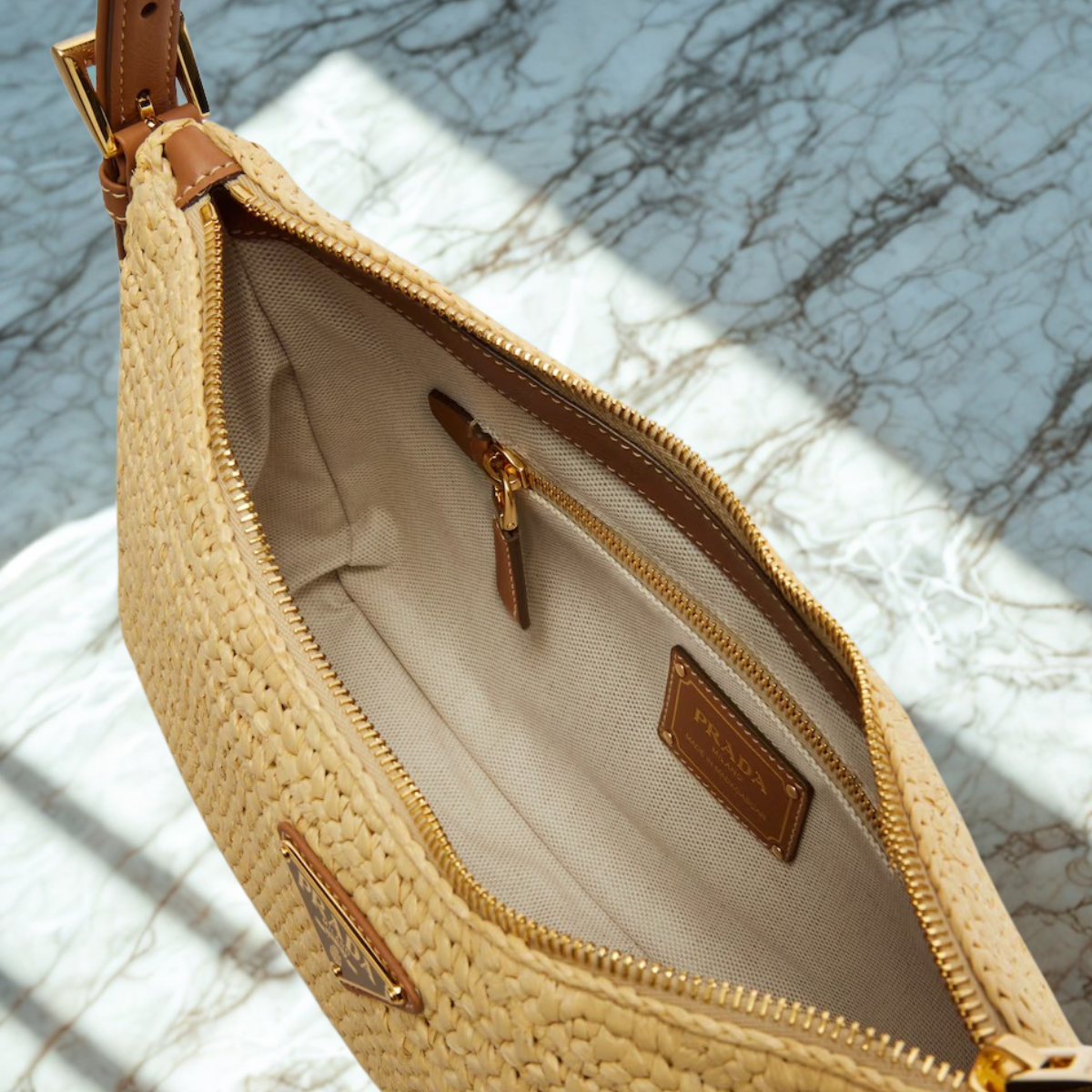 PRADA – BORSA AIMÉE IN UNCINETTO E PELLE (GRANDE)