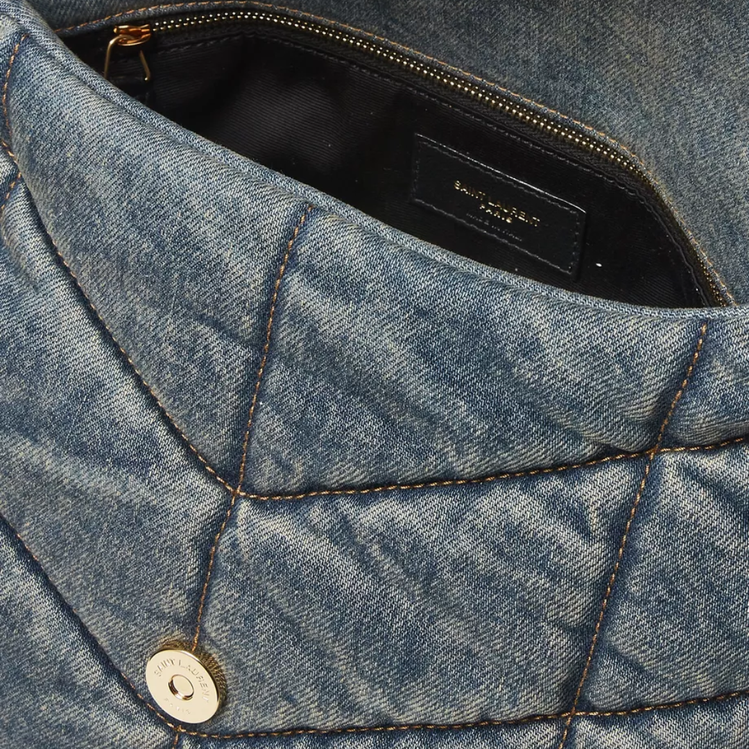 BORSA LOULOU PUFFER IN DENIM VINTAGE TRAPUNTATO