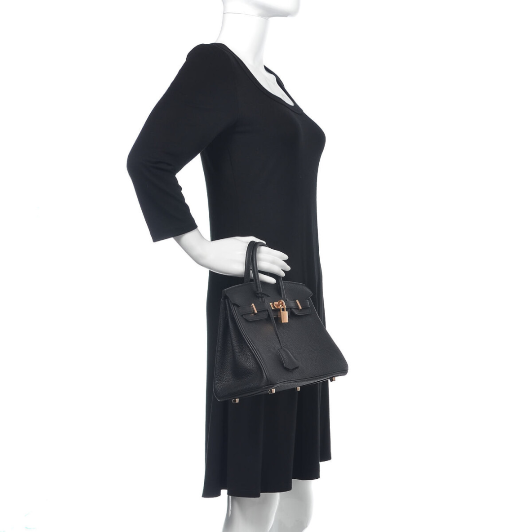 BORSA HERMÈS BIRKIN 25 CON FERRAMENTA ORO NERA
