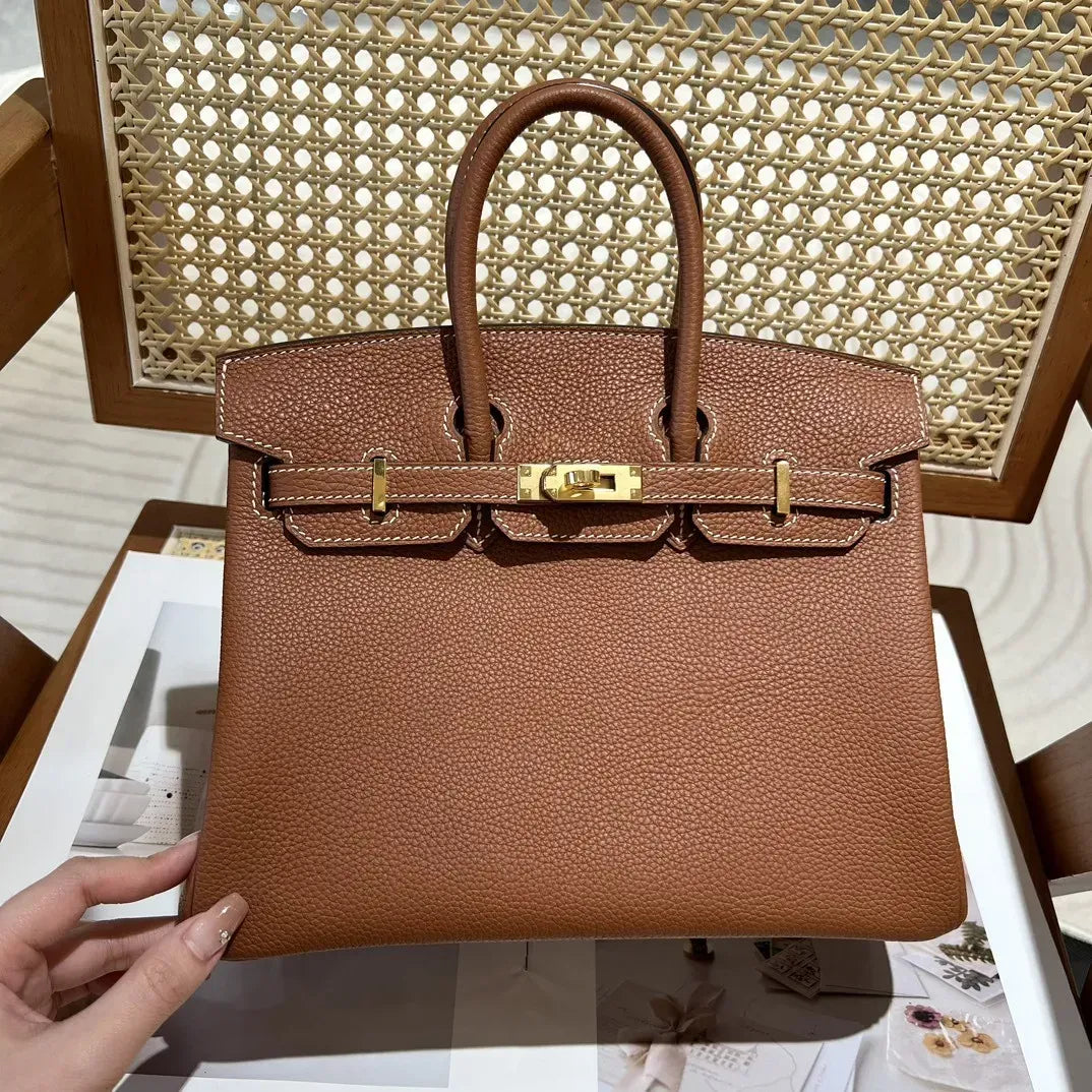 HERMÈS BIRKIN 25 HSS CRAIE/GRIS TOURTERELLE IN PELLE TOGO CON FERRAMENTA IN ORO SPAZZOLATO