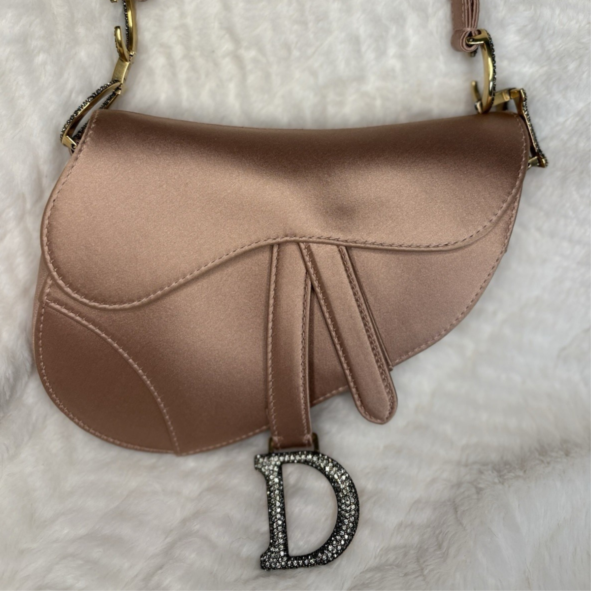 DIOR MINI SADDLE BLUSH SATIN 