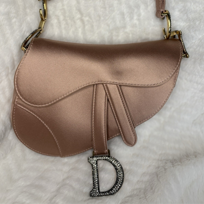 DIOR MINI SADDLE BLUSH SATIN 