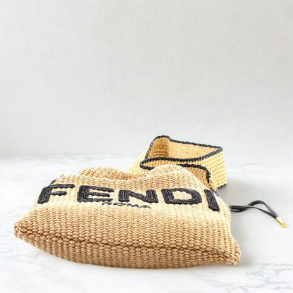 BORSA FENDI SACK PICCOLA IN PAGLIA INTRECCIATA BEIGE