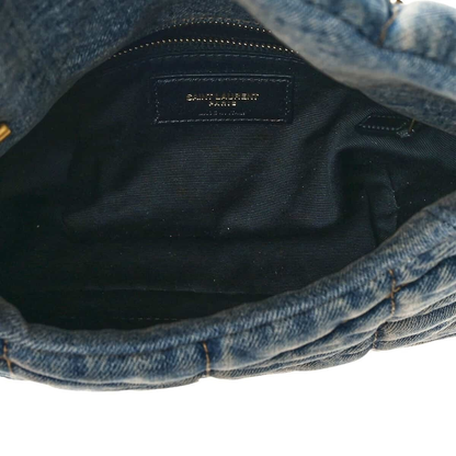 BORSA LOULOU PUFFER IN DENIM VINTAGE TRAPUNTATO