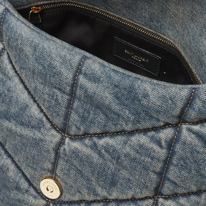 BORSA LOULOU PUFFER IN DENIM VINTAGE TRAPUNTATO