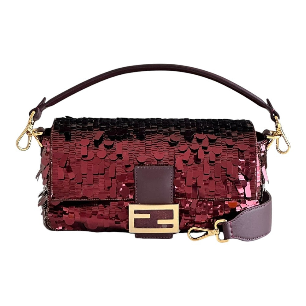 BORSA BAGUETTE FENDI IN PAILLETTES ROSSE