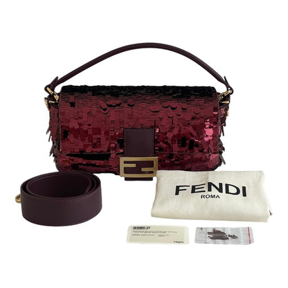BORSA BAGUETTE FENDI IN PAILLETTES ROSSE