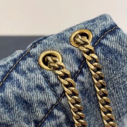 BORSA LOULOU PUFFER IN DENIM VINTAGE TRAPUNTATO