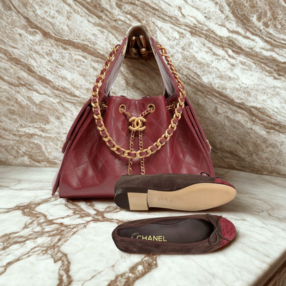CHANEL 25 BALLERINE E CAVIALE BORDEAUX SET